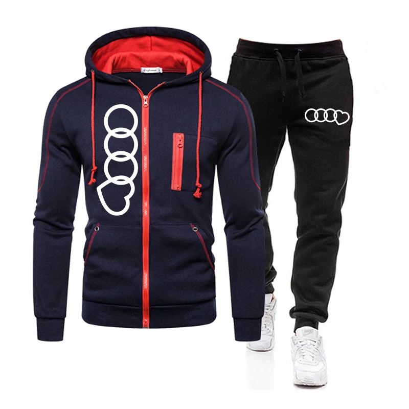 Men's Set Two Piece Set of Sports Zipper Jacket and Sports Pants Hoodie Outdoors Sweatshirts for Men Daily Casual Sportswear Man