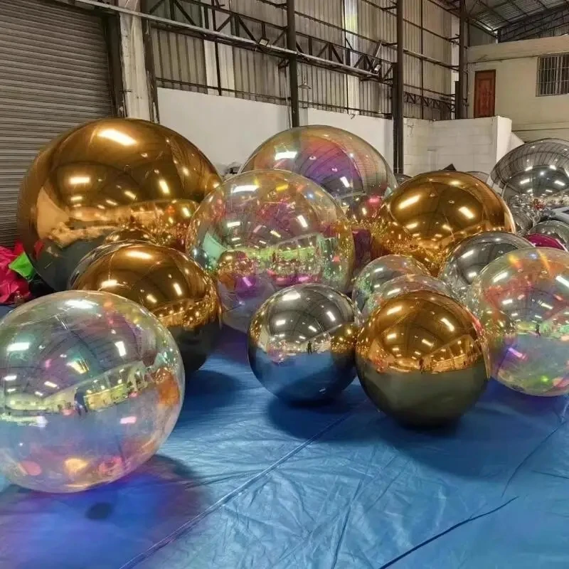 Multiple color Inflatable Mirror Ball Silver Giant Hanging Inflatable Mirror Balloon 0.5-3m Sealed Gold Colorful Sphere