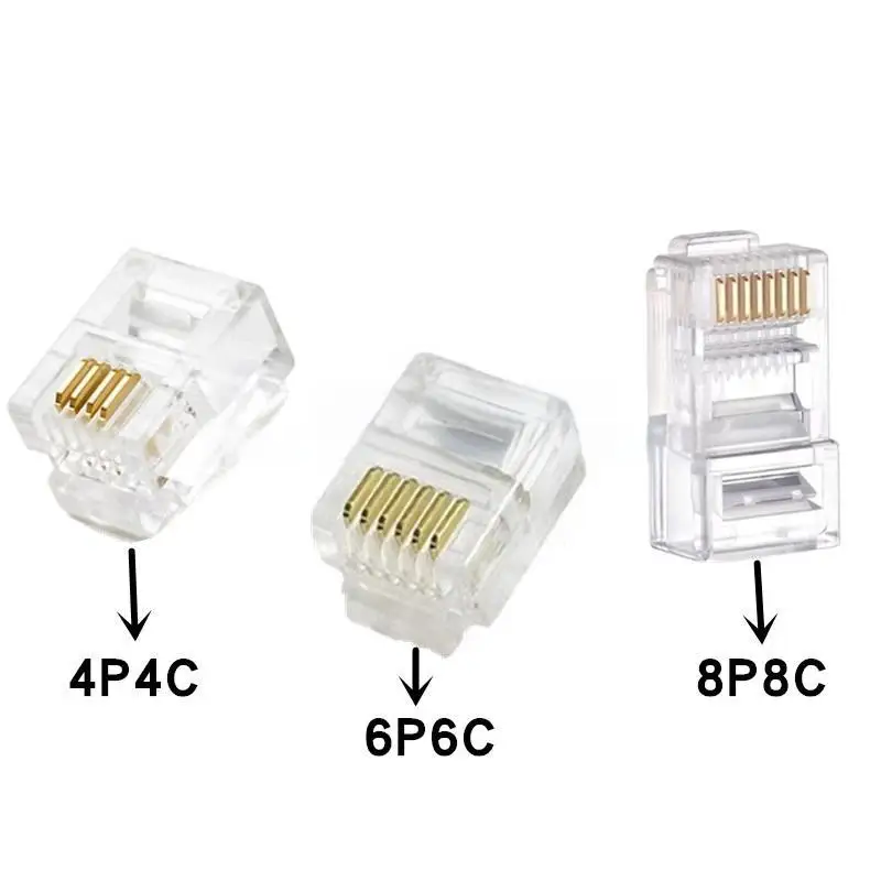 10PCS 4-Conductor/6-Conductor/8-Conductor Telephone & Network Cable RJ Plugs - RJ11, RJ45, 95001, 4P4, 6P6, 8P8C