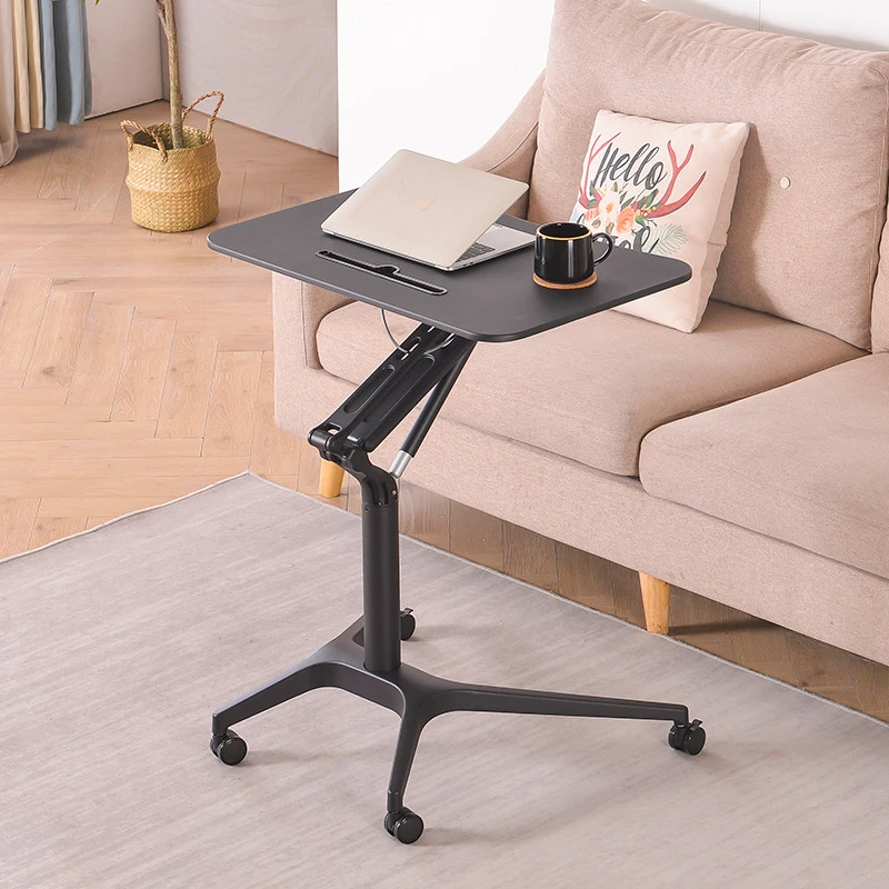Mobile Folding Office Side Table Gas Lift Table Aluminum Leg Adjustable Work Table Mesa