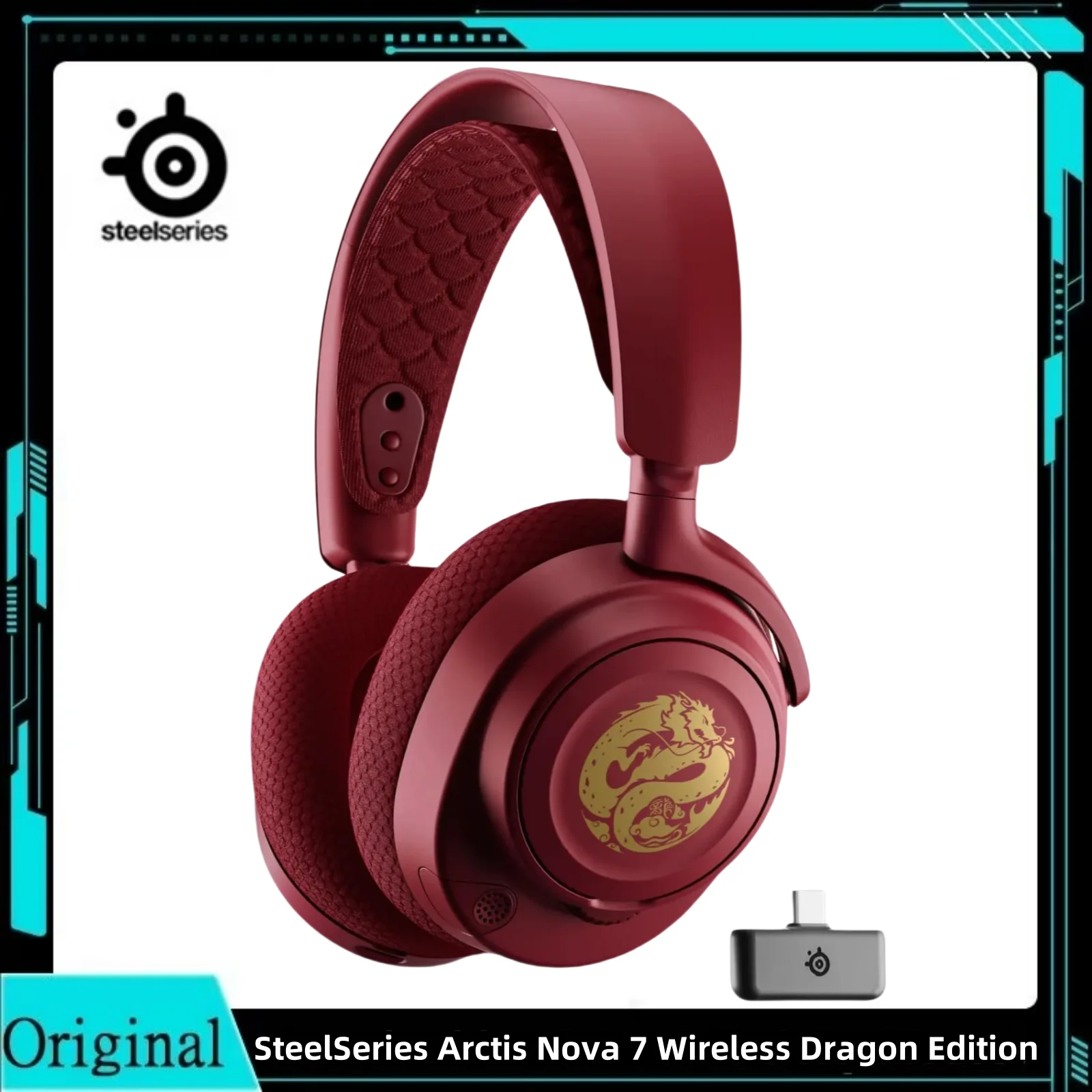 SteelSeries Arctis Nova 7 Wireless Dragon Edition Multi-Platform Gaming Headset 2.4GHz Wireless Bluetooth Headphones PC, PS, Mac