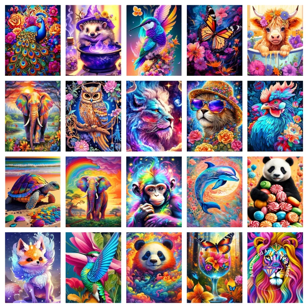 

Butterfly Owl Animal Colorful Lion AB Diamond Painting Kit Square Round Diamond 5D DIY Mosaic Handmade Art Adult Gift Home Decor