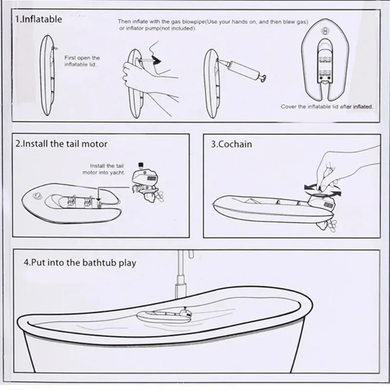 Nieuwe opblaasbare speedboot voor kinderen, opwindbaar speelgoed, uurwerkschip, baby badspeelgoed, waterspeelgoed voor kinderen, jongens speelgoed