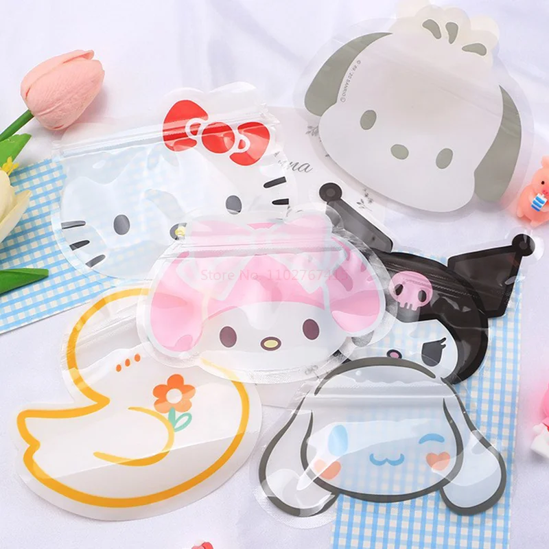 30/60/120pcs Sanrio Cartoon Ziplock Bag Anime Cute kumrome Melody sacchetto di immagazzinaggio di plastica a forma speciale trasparente sacchetto