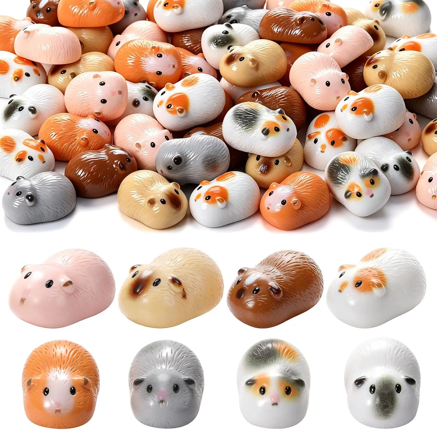 40 Pcs Mini Guinea Pig Resin Animals 8 Styles Tiny Resin Guinea Pig Guinea Pig Animals Decor for Fairy Garden Landscape Aquarium