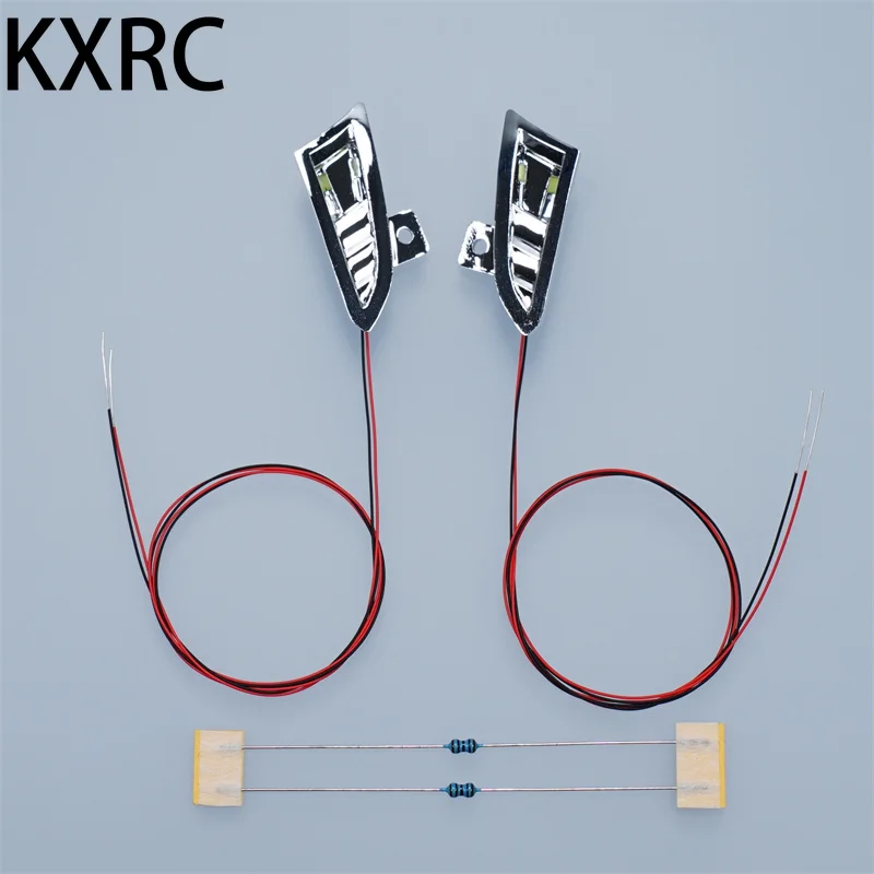 

KXRC 2Pcs LED Front Face Spotlight 6×4 56368 Lights for 1/14 Tamiya RC Truck Trailer Tipper Scania 770S 8X4 56371 DIY Car Parts