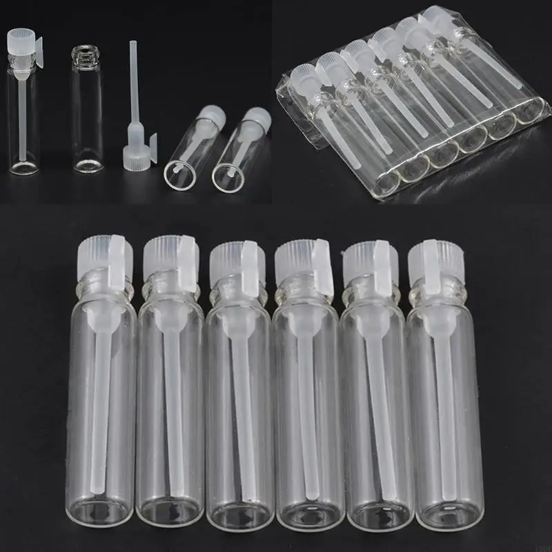 U0DE 100 шт. 3 мл мини-прозрачная пустая стеклянная бутылка-трубка флаконы для образцов духов с пластиковой крышкой-стержнем