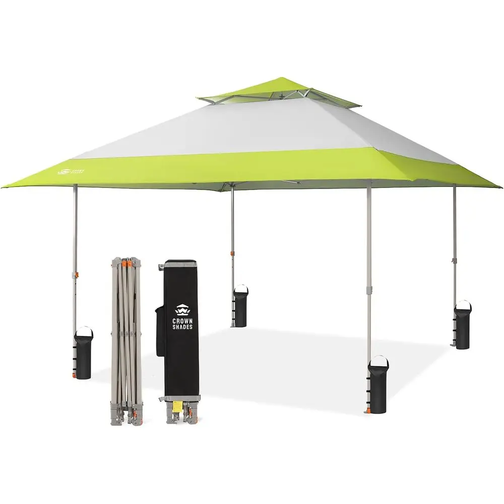 13x13 Up Outdoor Tent, Gray&Green | Sun Shade Gazebo, UP 50+, 150D Silver-Coated Fabric, Garden Backyard & Patio
