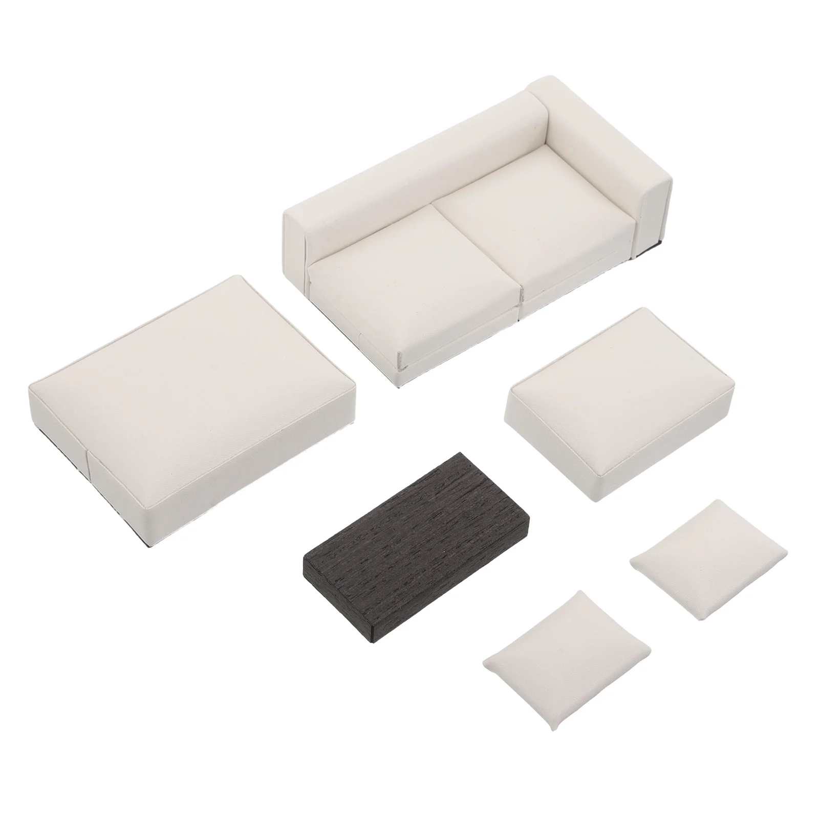 Miniaturowy zestaw mebli do salonu w skali 1:20: sofa, kanapa, poduszki, akcesoria do zabawy w udawanie, sztuczne meble do domku dla lalek.