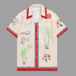 Camisa hawaiana para hombre, ropa de calle informal con estampado de flores y plantas, estilo Hip Hop, ideal para vacaciones tropicales, para primavera y verano, 2023