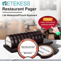 Retekess TD162 Nhà Hàng Pager Không Dây Gọi Phân Trang Hệ Thống Với 10 Coaster Buzzers Cho Quán Cafe Giáo Hội Thẩm Ẩm Thực