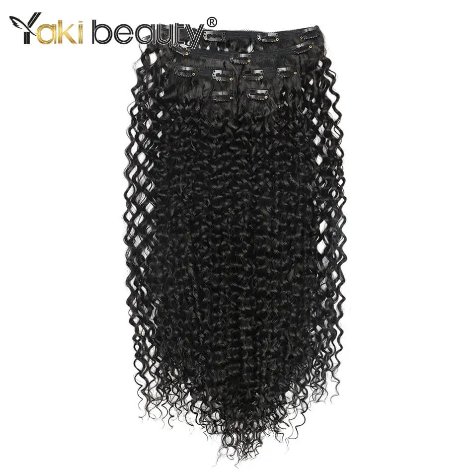 26 ''لحمة مزدوجة الاصطناعية جيري مجعد كليب في الشعر التمديد كامل الرأس اليابانية العضوية الحرير الجليد هيربيسي أسود براون 160 جرام