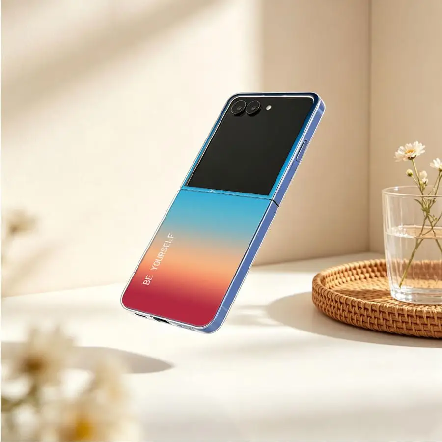 Phone Cover Case for Samsung Galaxy Z Flip 8 Flip4 Flip6 Flip7 FE Flip3 Flip5 Z Flip 7 6 5 4 3 Ocean Blue Gradient