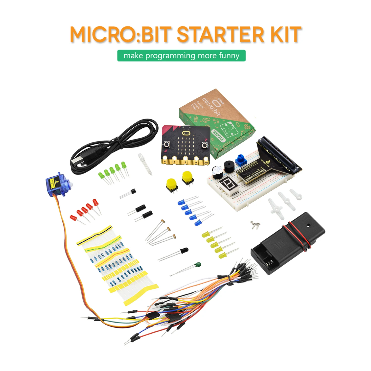 Imagem -03 - Keyestudio-basic Starter Kit para Iniciantes Faça Você Mesmo Electronics Kit Stem Educação e Programação para Criança Micro Bit v2