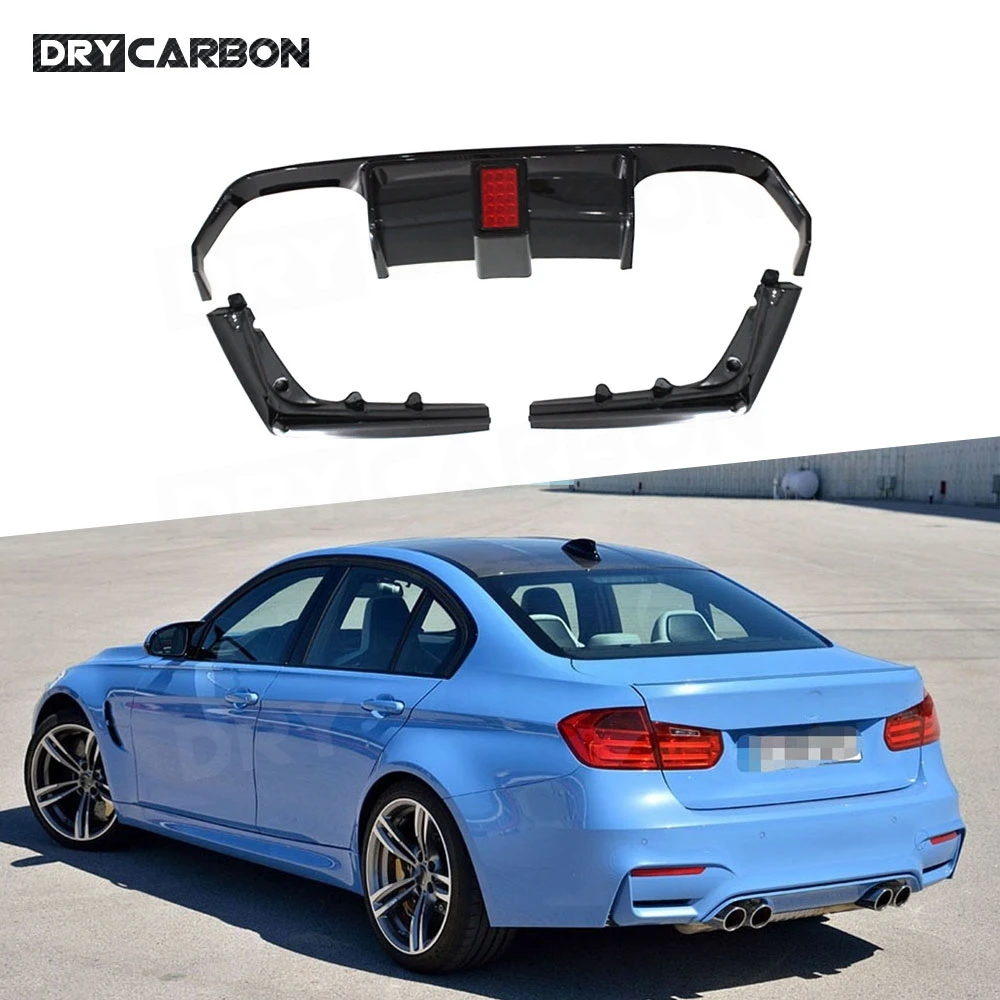 

Rear Diffuser Spoiler With Led Side Splitters Canards Flaps Car Body Kits Accessories for BMW F80 M3 F82 F83 M4 2014-2019