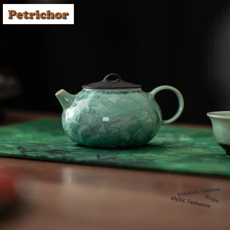 

120ML Ice Flower Crystal Kiln Fambe Teapot Vintage Tea Infuser Pot Tea Brewing Kettle With Strainer Chinese Tea Set Decoration