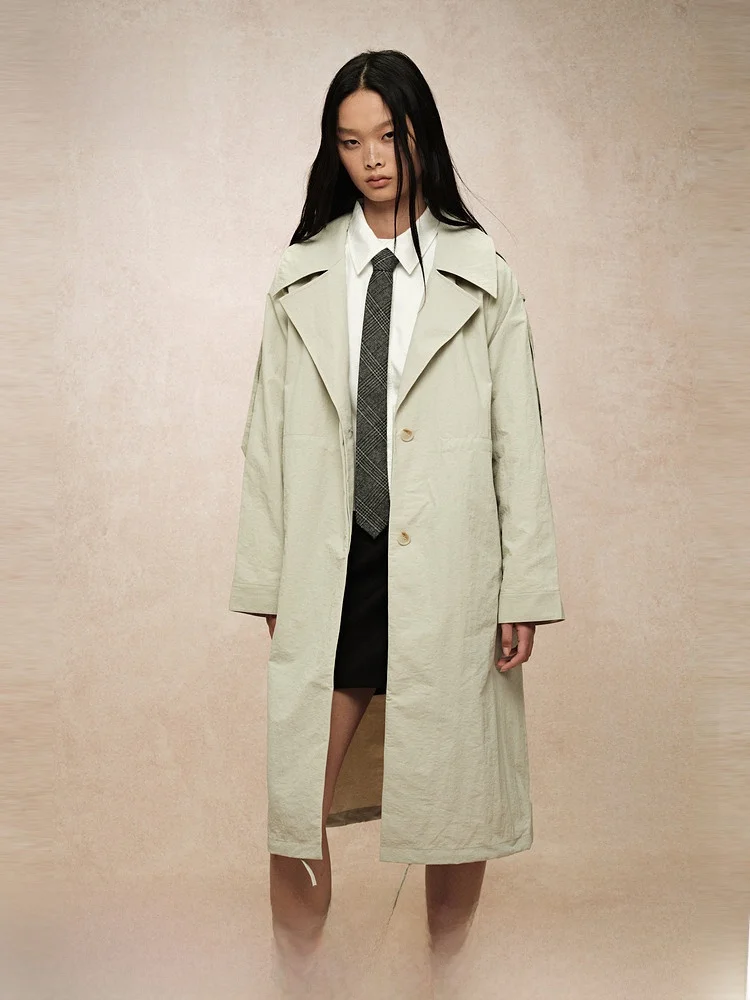 

Женская легкая нейлоновая куртка H&M с удлиненным силуэтом, воротником-стойкой и эффектом утягивания талии, для осени и весны, повседневная, модная, верхняя одежда