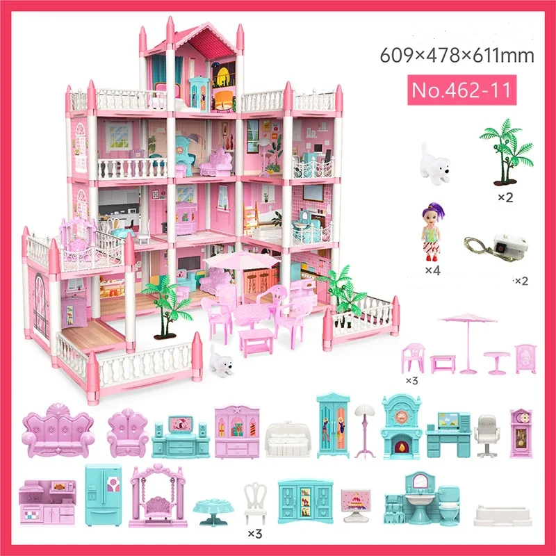 Children Montessori House 3d Assembled Doll Castle Diy Manual Doll House Villa Princess Castle Girl\'s Toy Birthday Gift Toy Hous