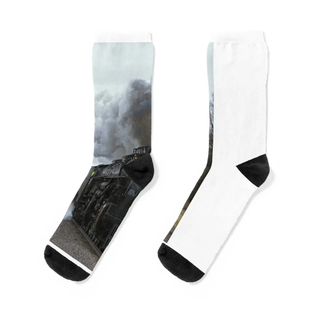 Big Boy 4014 smoke and steam in Black Wolf Kansas Socks hip hop hiking designer brand Men's Socks Luxury Women's