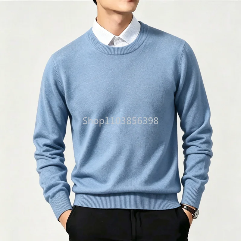 Men's Sweater O-Neck Breathable Pullovers Knit Sweater Autumn Winter Long Sleeve High-End Jumpers Male Business Blouse Tops Soft