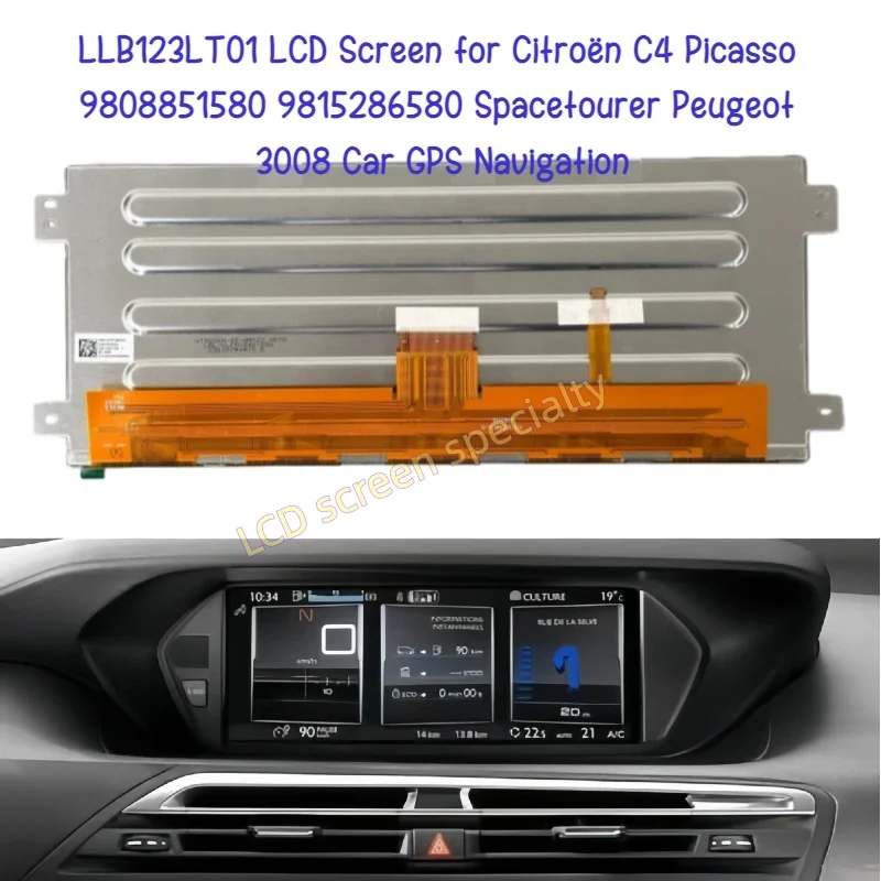 LLB123LT01 LCD Screen for Citroën C4 Picasso 9808851580 9815286580 Spacetourer Peugeot 3008 Car GPS Navigation