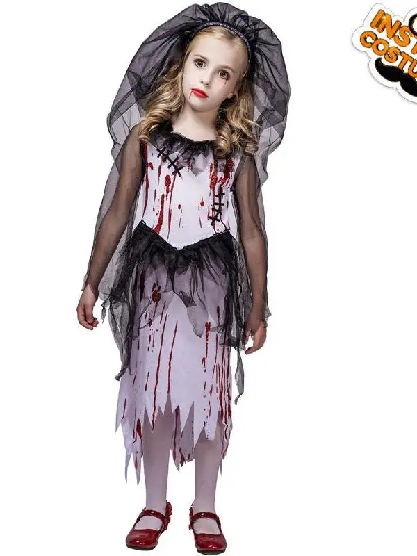

Halloween Horror Bloodstained Little Girl Ghost Bride Dress Ethnic Stage Costume Women's Fashion Autumn 2026 China Made