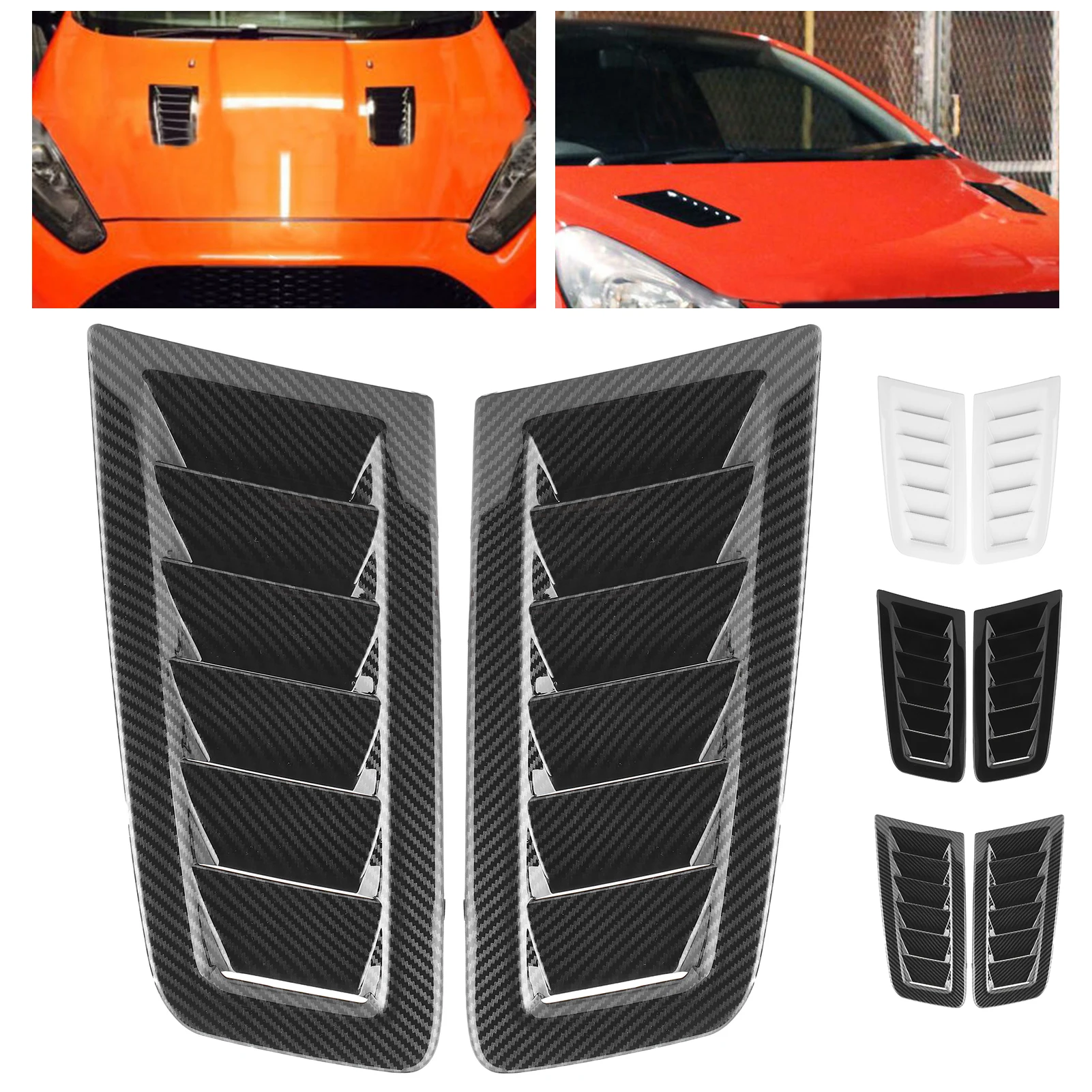 

2pcs Universal Car Bonnet Air Vent Trim ABS Engine Hood Air Outlet Cover Fit For Focus RS MK2 Style