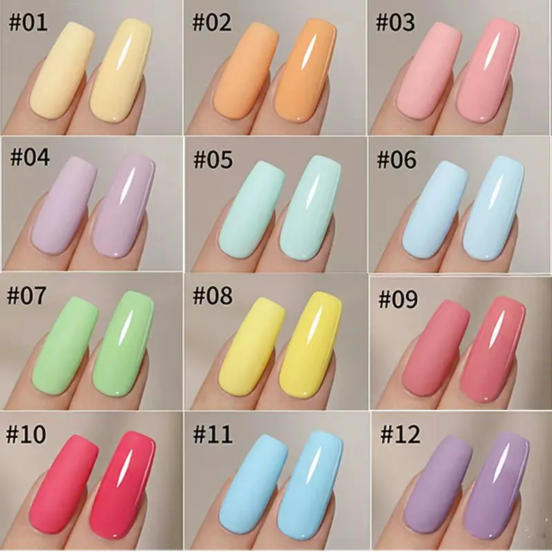 12 Hochpigmentierte Macaron-farbene Solid Gradient Blush Nagellack-Gele, UV-Nagelgel, DIY Nagelkunst-Accessoires Geeignet für Nagelkunst – Detail 6
