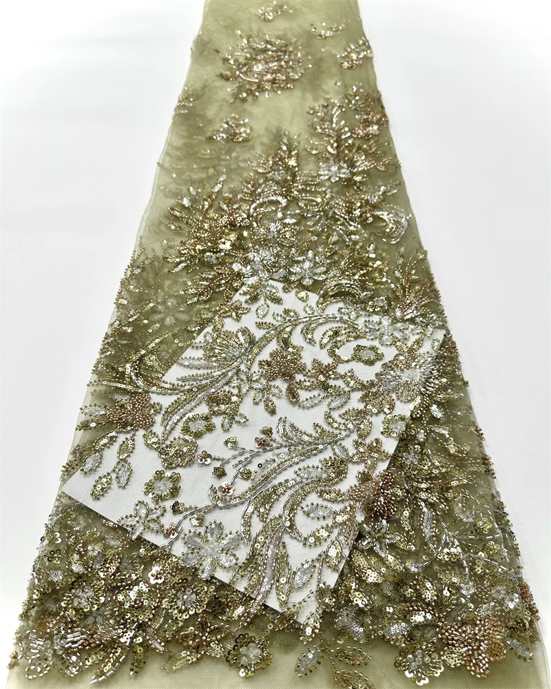 

High-End Luxury Lace Fabric with Sequin, French Embroidery, Heavy Groom, African, Nigerian Fashion, Evening Dress