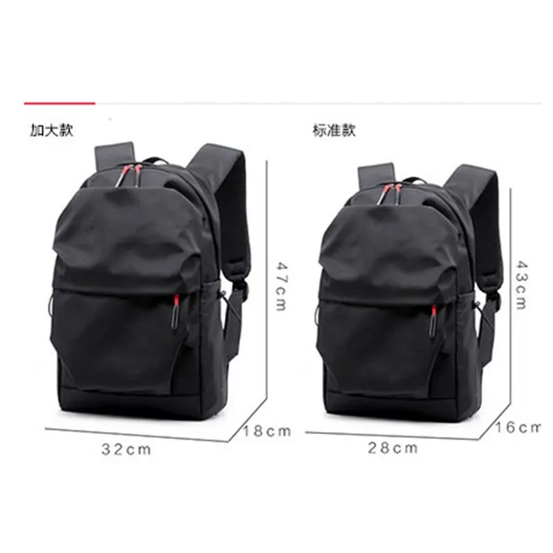 Fold simple pure color waterproof backpack han edition men and women leisure backpack male students bag black backpack