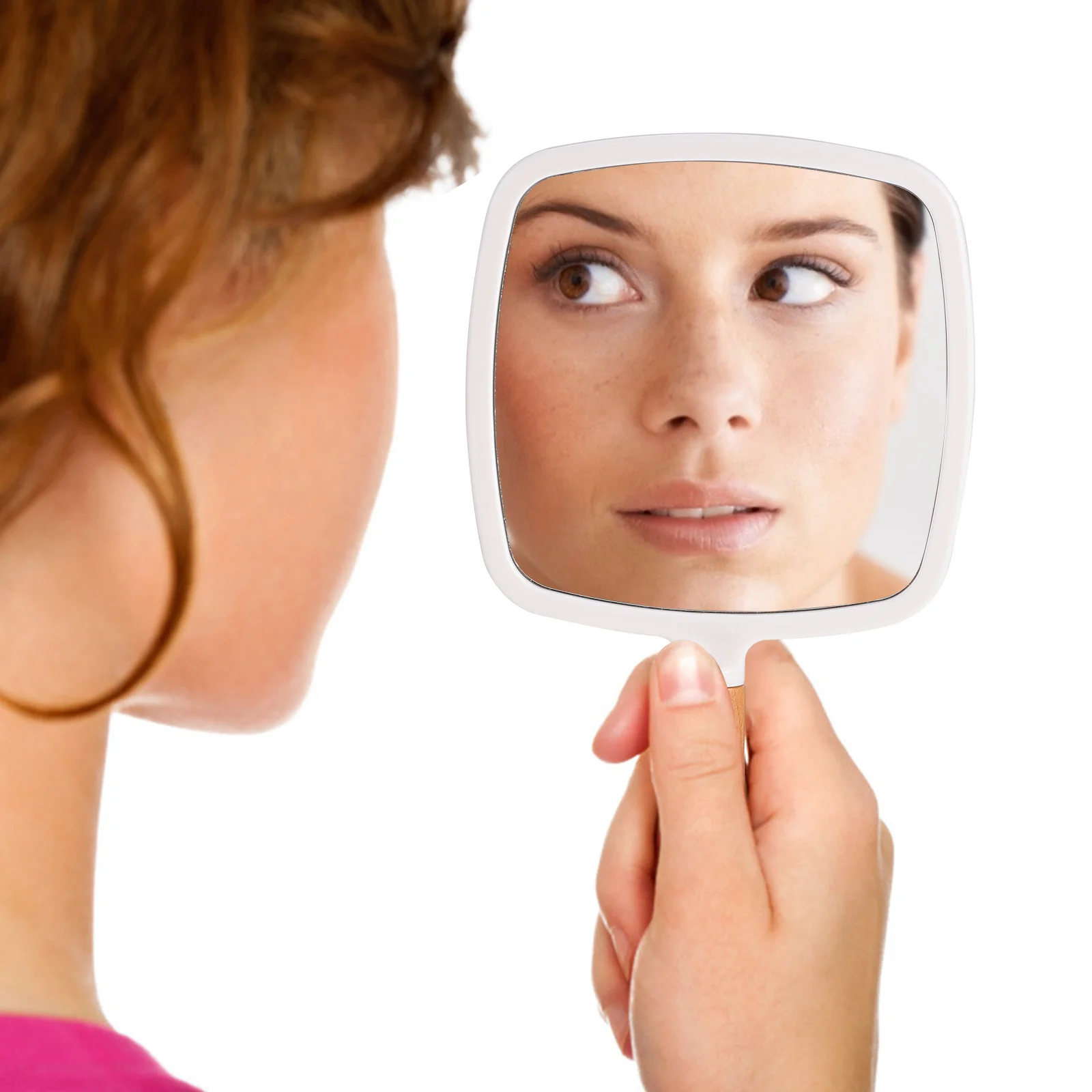 Poignée de miroir de vanité pour déterminer avec un maquillage de forme carrée, montage mural, dessus de table en escalier, le cadeau