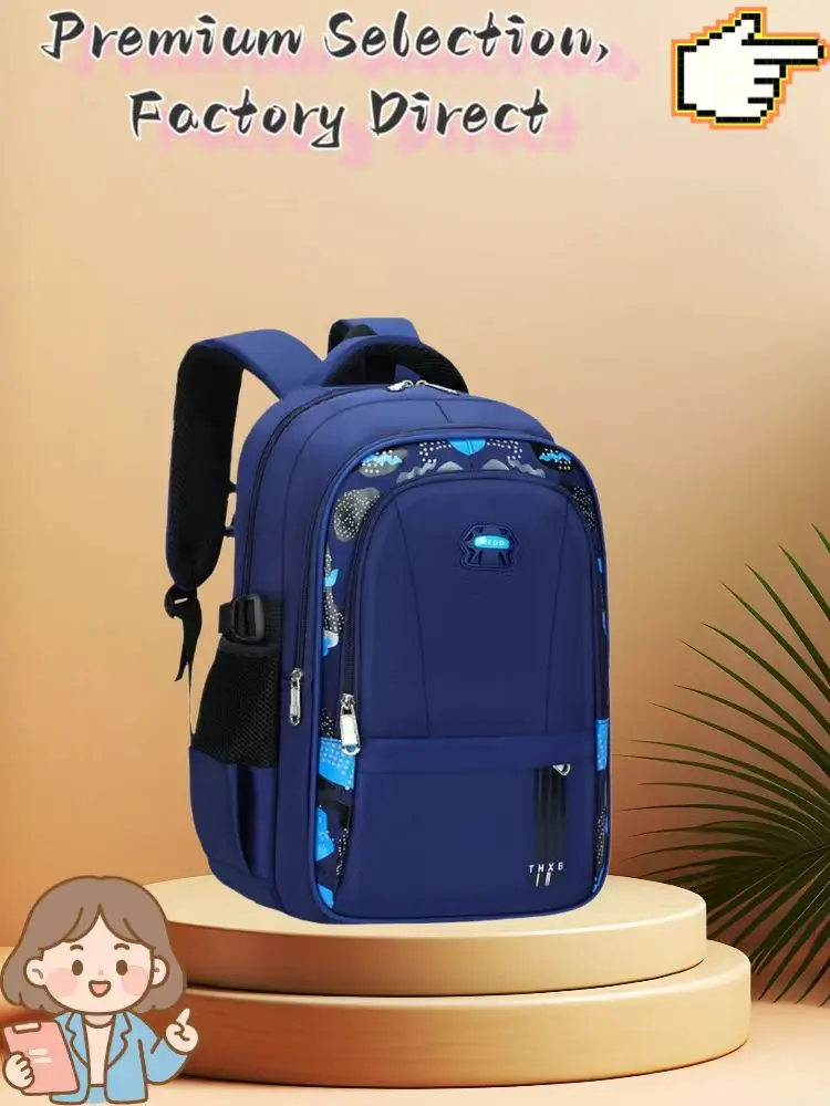Kids School Backpack Boys Waterproof Large Capacity Lightweight Student Bookbag with Reflective Strip Casual Daypack for Teenage