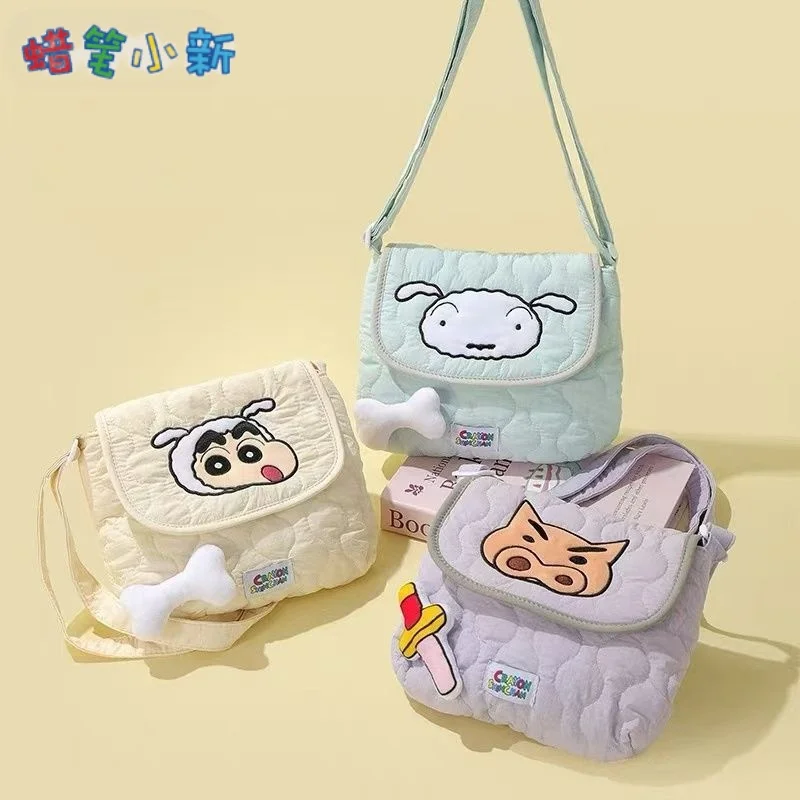 NEW Kawaii Crayon Shin-Chan Shoulder Crossbody Bag Cartoon Cute Commuter Bag Tote Bag Student Portable Storage Bag Birthday Gift