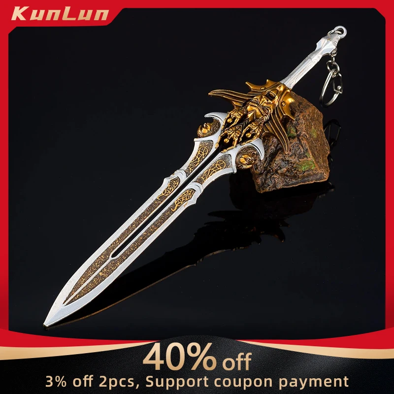 

22cm Game God of War Kratos Weapon Blade of Olympus Zeus Alloy Keychain Model Real Steel Katana Collectible Ornaments Toys Boys