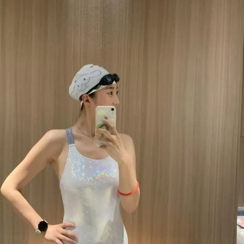 2025 Nieuwe race-eendelig voor dames - Meerkleurig glanzend satijn Kleine buste Vriendelijke professionele atletische danstrainingszwemkleding