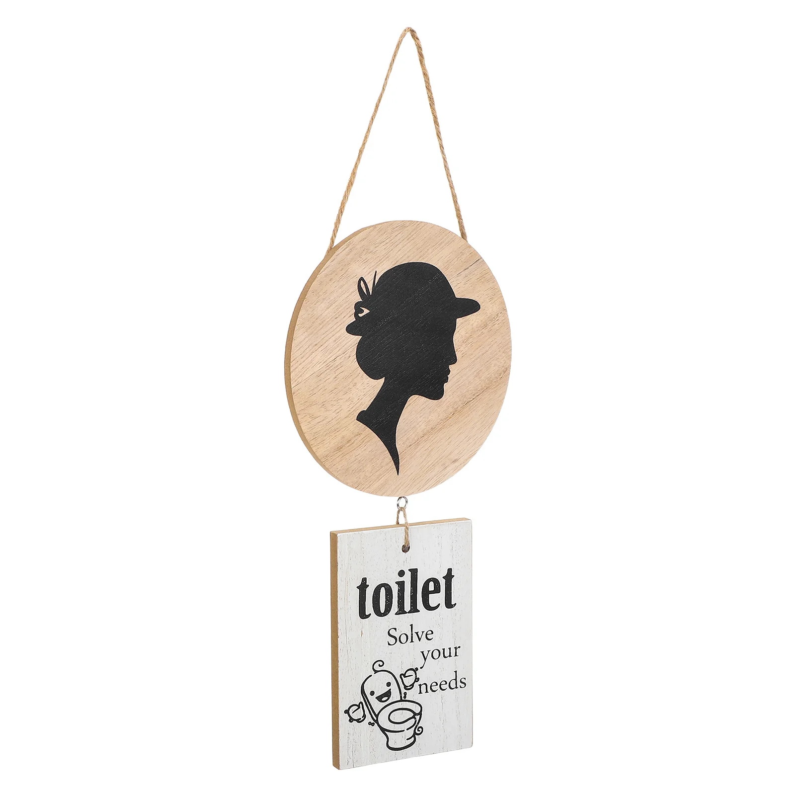 Wooden Bathroom Sign Natural Wood Style Toilet Door Signs For Women Farmhouse Washroom Wall Plate - Business Hotel