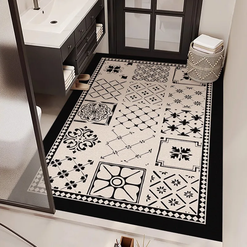 VIKAMA Bathroom Floor Mat Washbasin Fully Covered Water-Absorbing And Anti-Slip Bathroom Diatomite Quick-Drying Mat, Home Decor