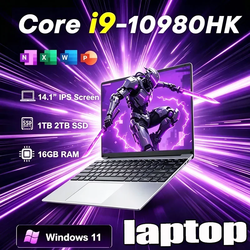 14.1 inch Windows 11 Pro Laptops Intel Core I9-10980HK 16GB RAM 1TB SSD Office Gamer Study Notebook Computer PC