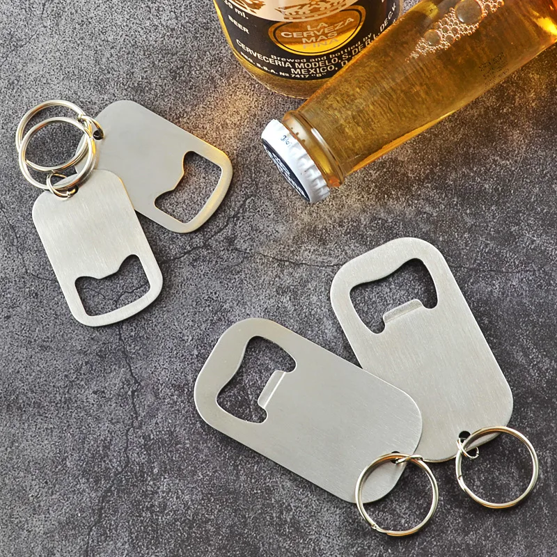 Stainless Steel Bottle Opener Keychain Beer Opener Soda Drink Starter Creative Minimalist Bottle Opener Portable Bottle Opener
