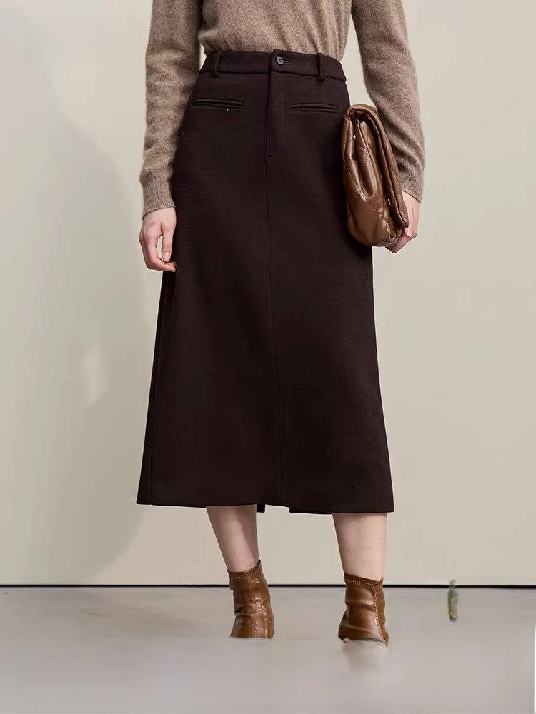 

Юбка миди А-силуэта с высокой талией из шерстяной смеси, ацетата и полиэстера для офиса и повседневной носки, осень-зима, женская, бренд i Brand