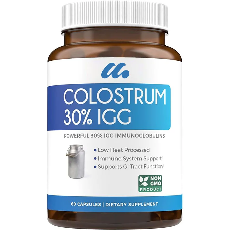 Colostro (Non ogm) 30% IgG immunoglobulina-integratori per la salute intestinale e respiratoria-60 capsule