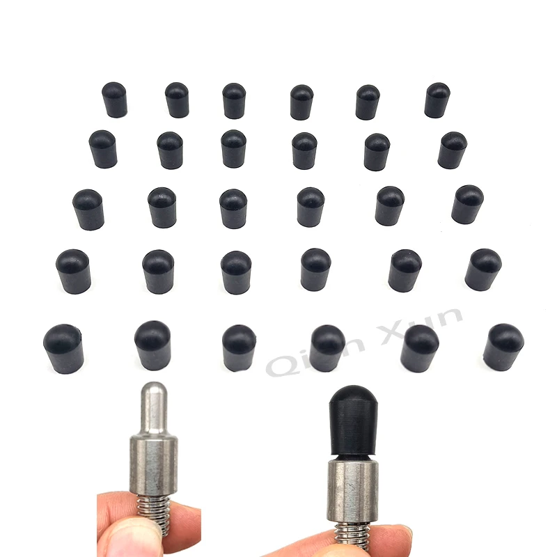 30PCS Black Rubber Caps+Stainless Steel Heads Rubber Tips For Paintless Dent Repair Hammer And Tips for Hook and PDR King Rod