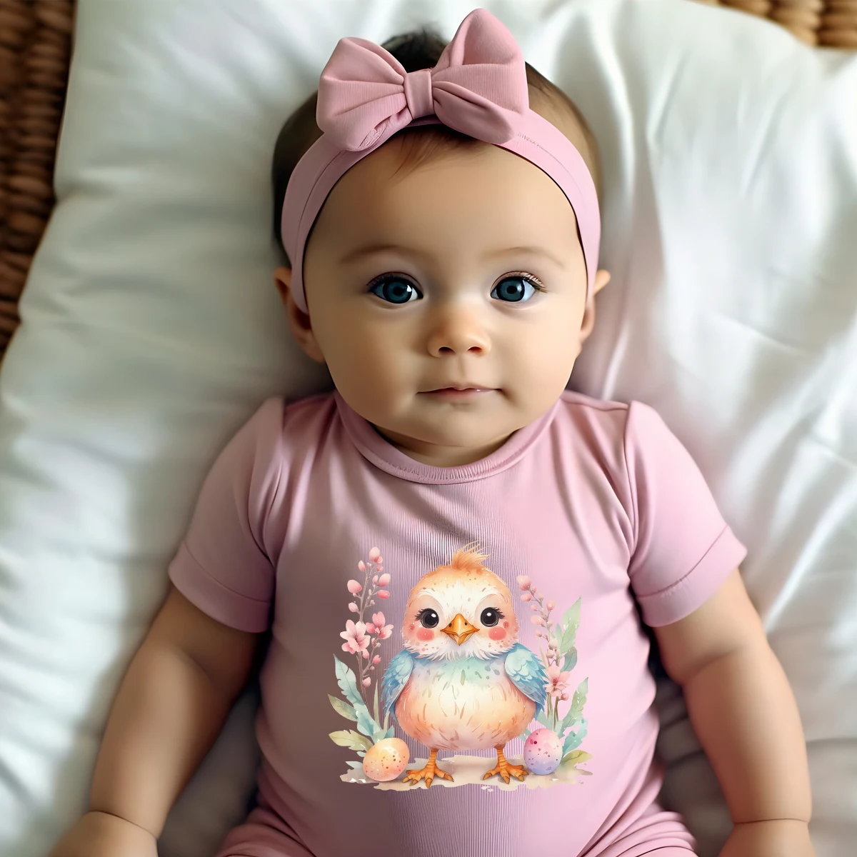 

Комбинезон из 100% хлопка для малышей на Первое Пасхальное празднование с милым принтом птички, удобная одежда для новорожденных от 0 до 12 месяцев