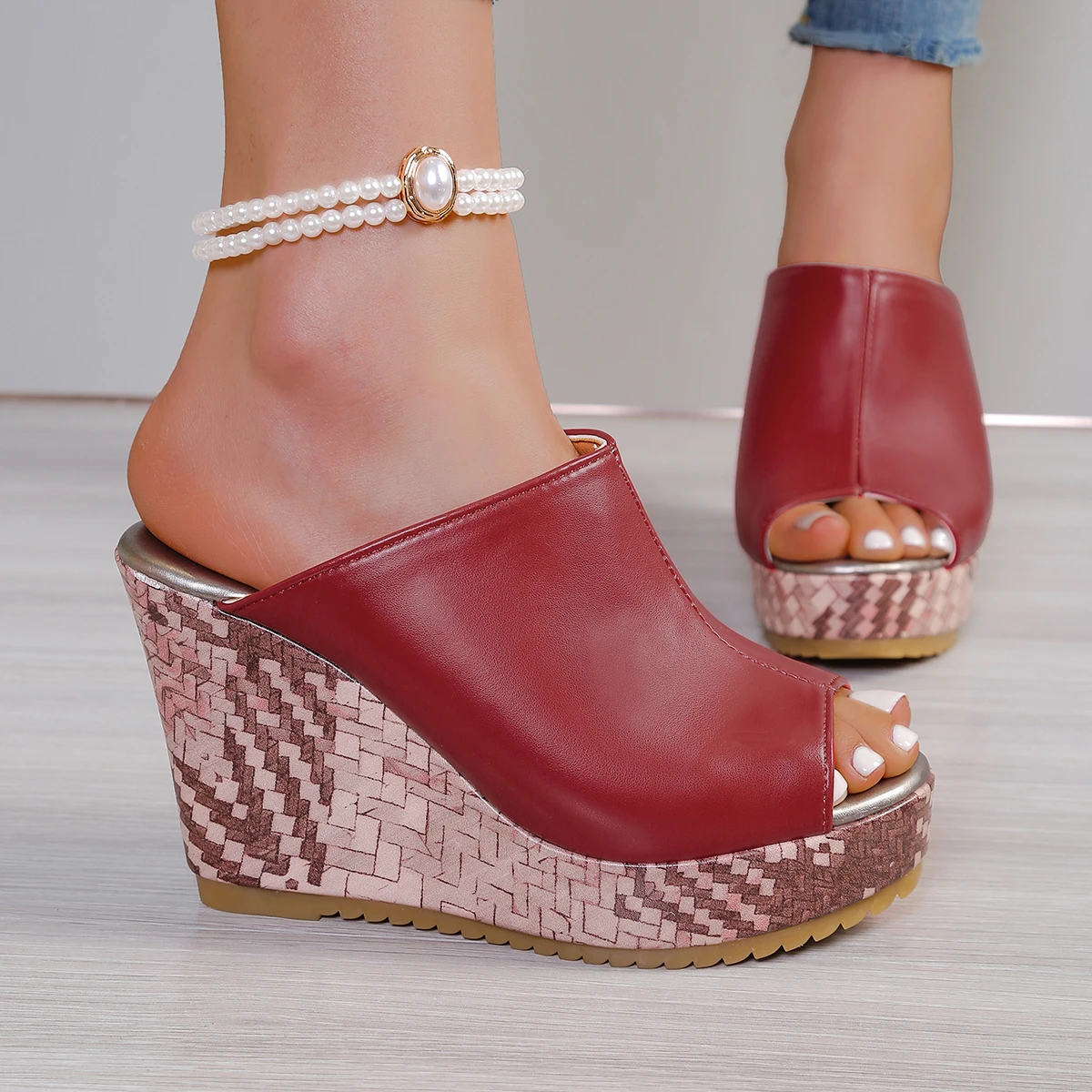 

Women Wedges Sandals Summer Fashion Platform Slippers Peep Toe Women Sexy Mules Shoes Wedge Fish Mouth High Heels Sandals