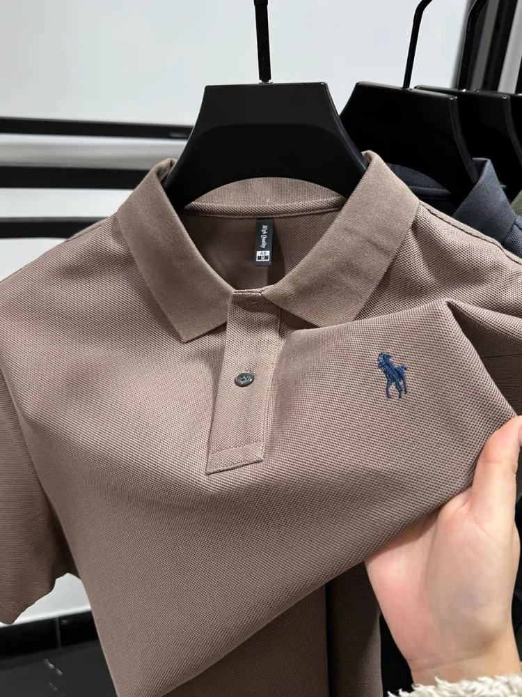 

Premium 100% cotton men's short sleeve polo shirt high-end brand fashion pony embroidery lapel T-shirt summer comfort new top