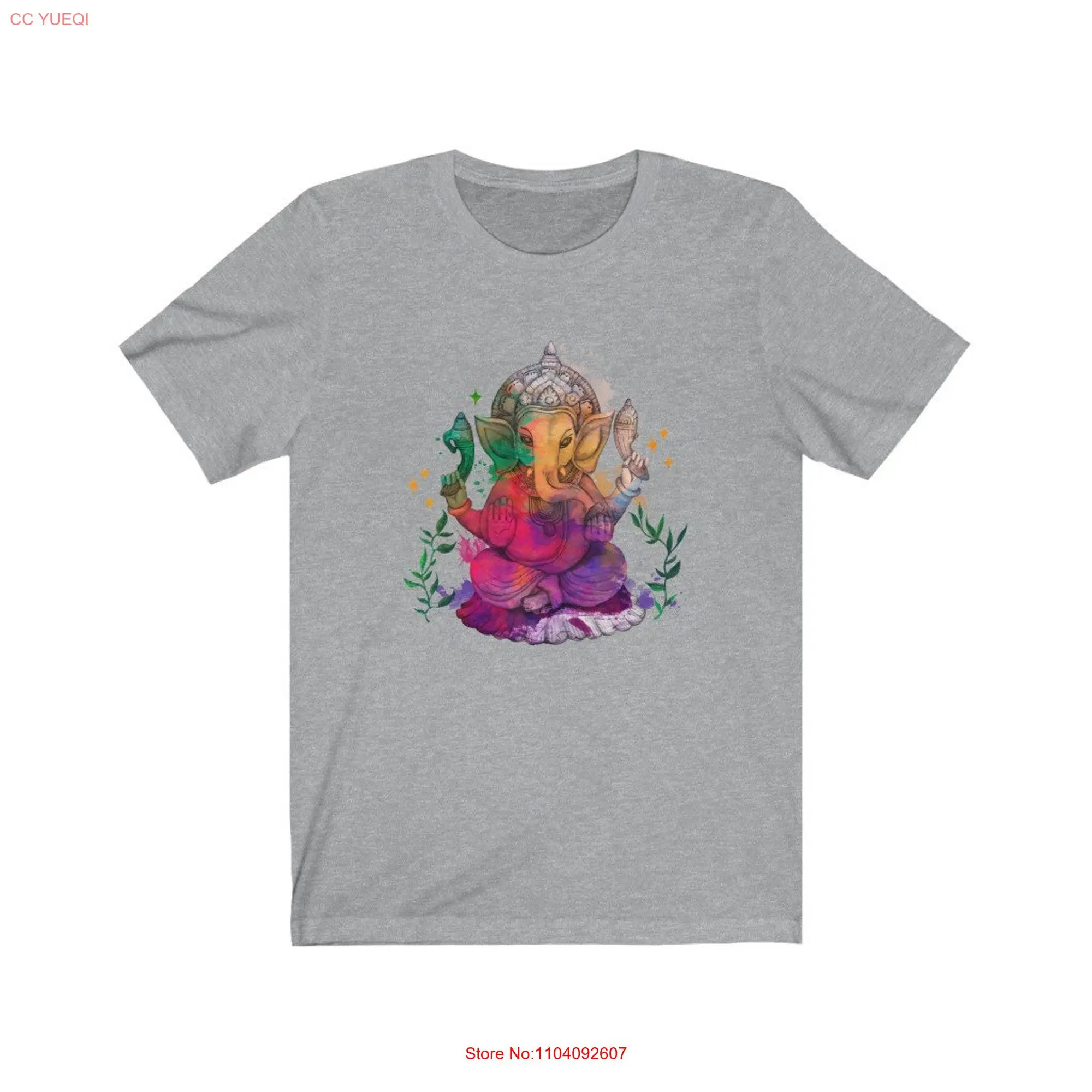 Elephant God Ganesha Psychedelic Watercolor Art T Shirt  long or short sleeves