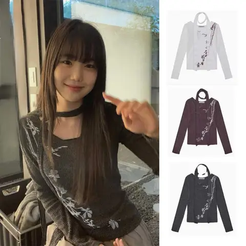 패션 티셔츠 여성용 통근 한국 스타일 직선형 청춘 패턴 가을 일반적인 길이 패션 빈티지 독특한 SEI 페달 플라워 봄 티셔츠 상의 티셔츠