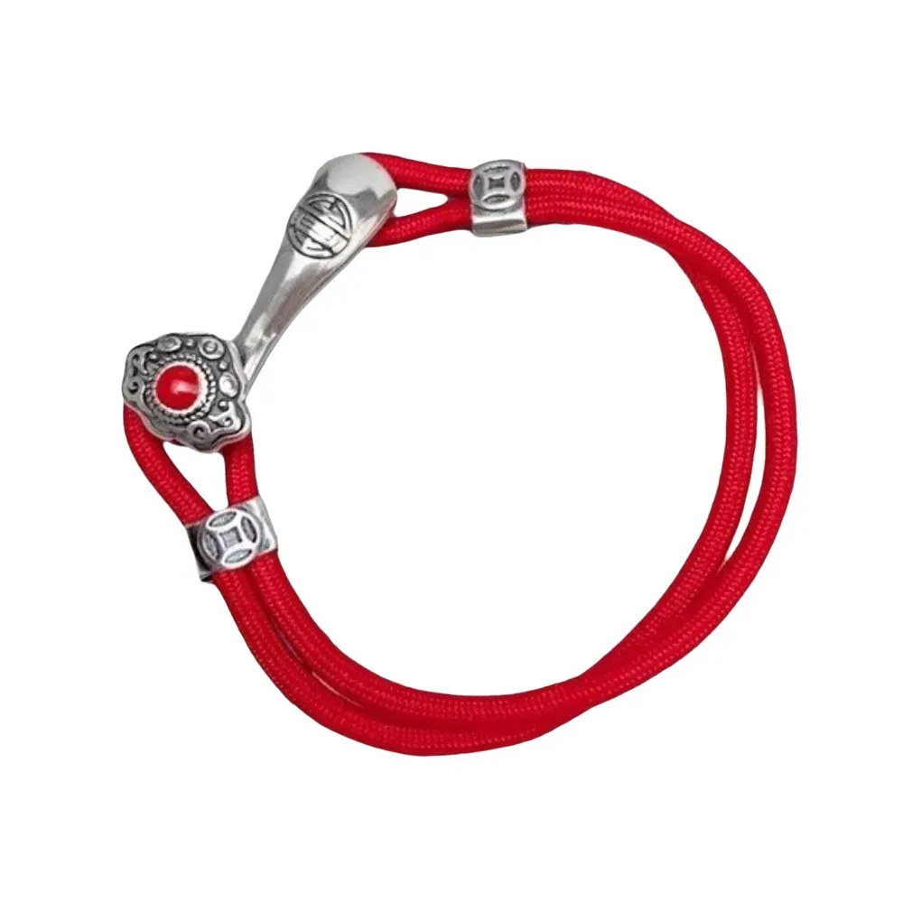 Новый ретро браслет с красной веревкой удачи, сотканный вручную 18/20/22 см, браслет с подвеской на удачу, праздничные подарки, браслет Ruyi для мужчин и женщин