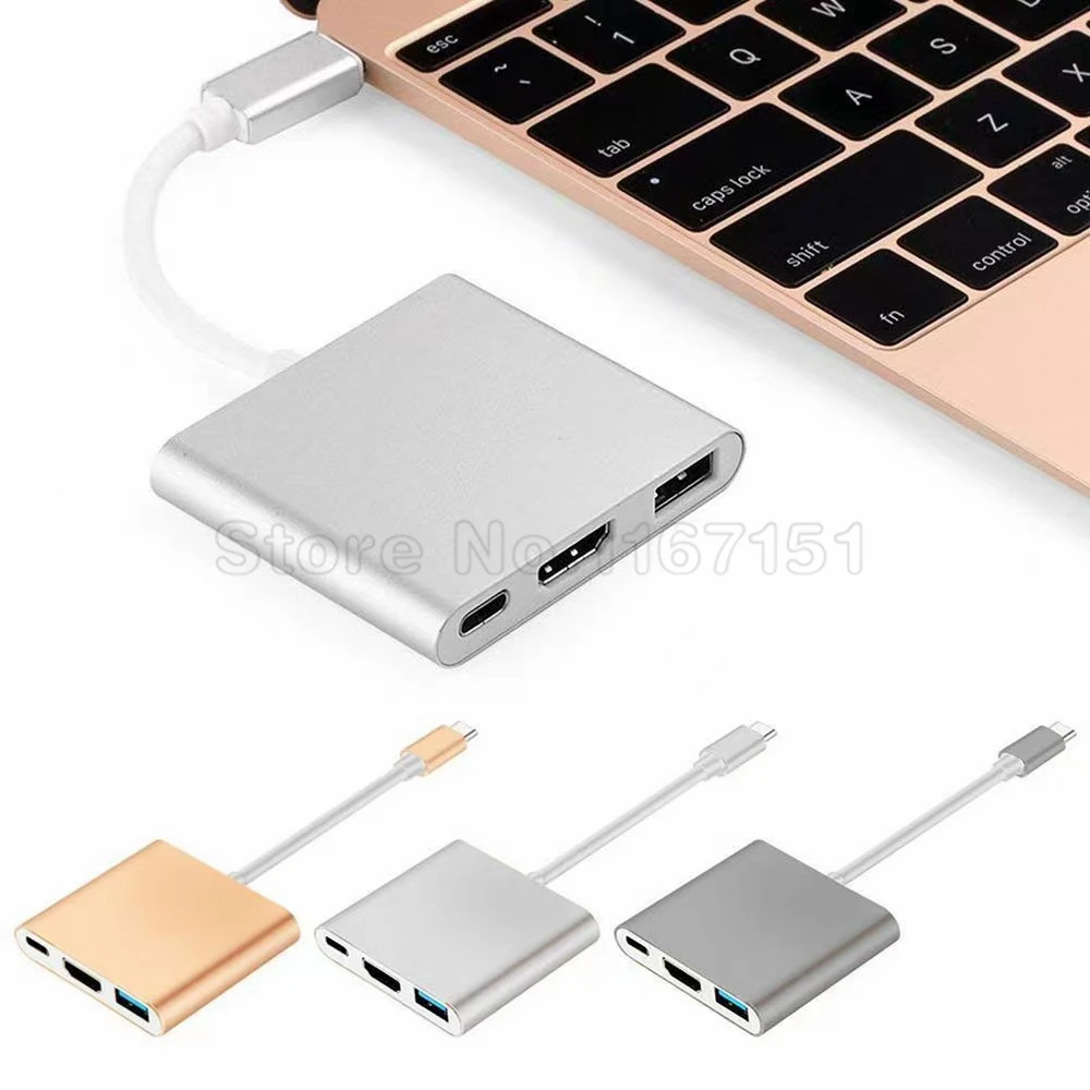 

3 in 1 Hub Type C USB 3.1 to PD USB-C 4K * 2K 1080p HDMI USB3.0 USB 3.0 Adapter For Macbook Samsung S10 S9 S8 Huawei p30 p20 pro