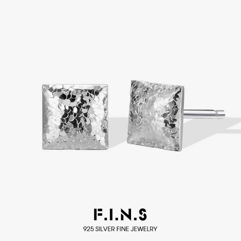

F.I.N.S корейский дизайн S925 стерлингового серебра блестящие серьги-гвоздики геометрические квадратные модные большие пирсинг ушей ювелирные изделия подарки